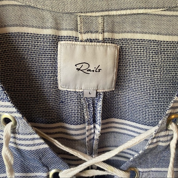 Rails Blue/White Lily Athens Stripe Tie Front Size Large - Picture 4 of 9